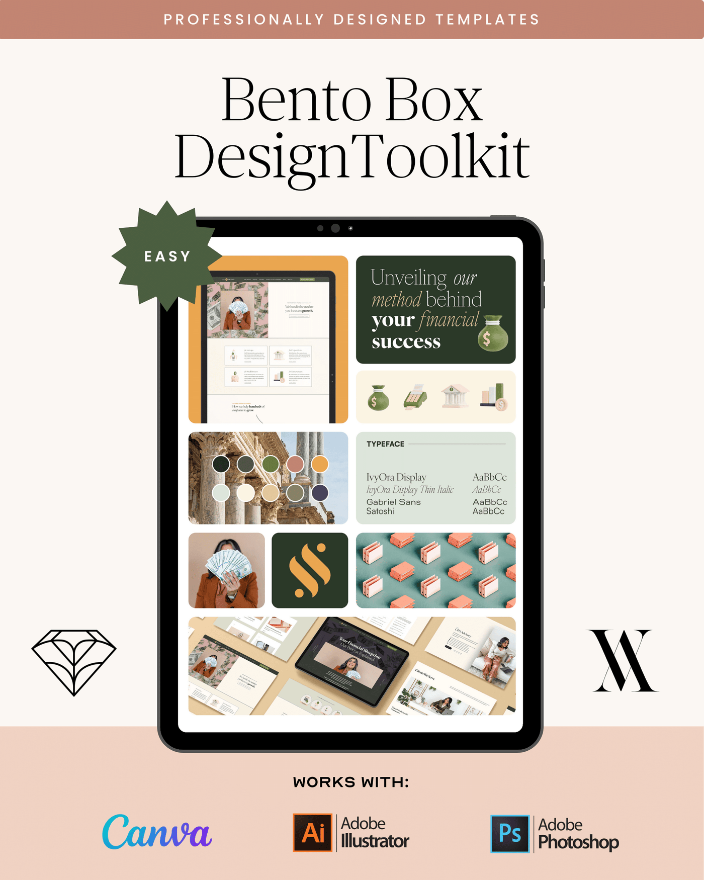 Bento Box Grid Design Toolkit - Canva, Adobe Illustrator & PSD ...