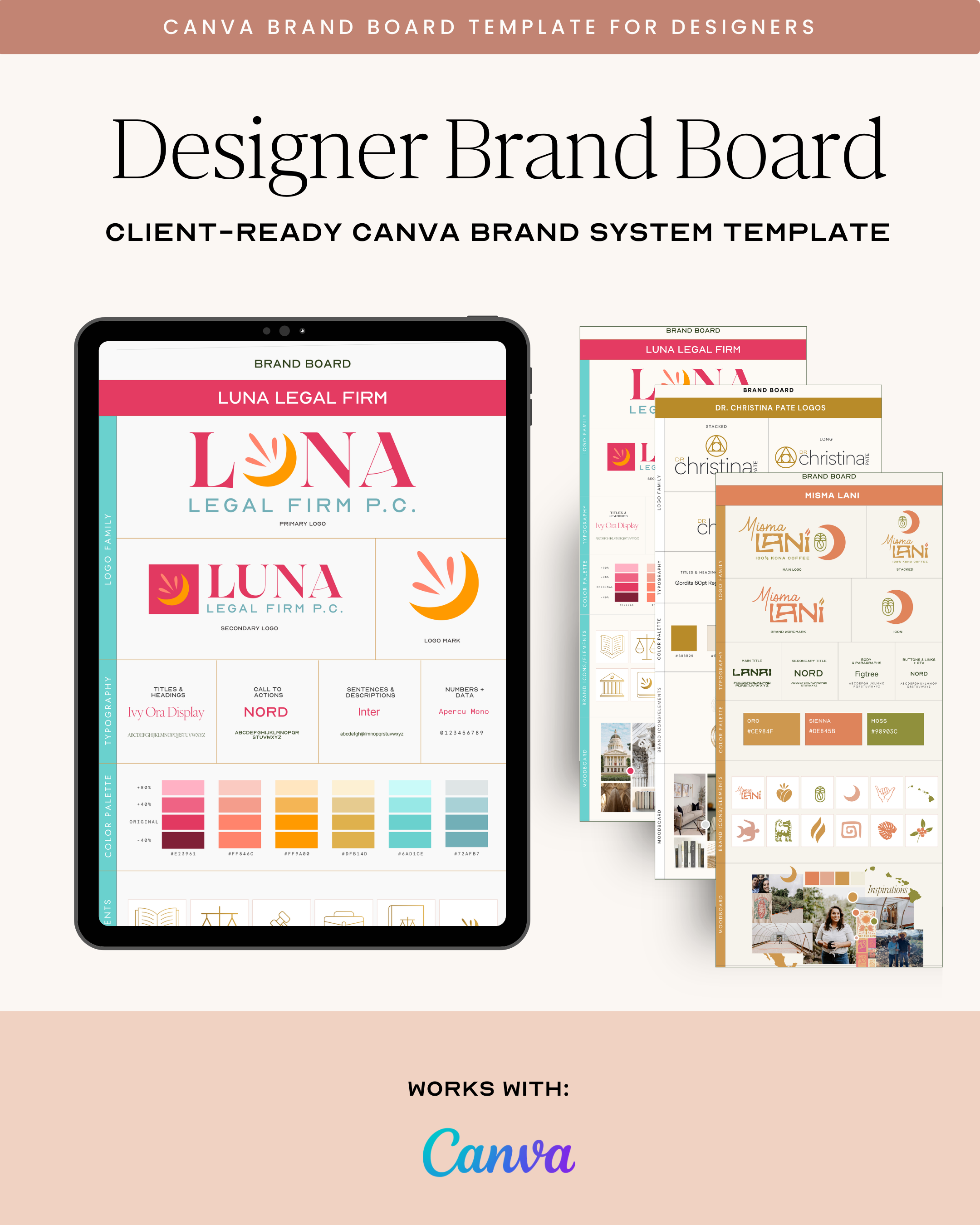 The Designer Brand Board | Client-Ready Canva Brand System Template
