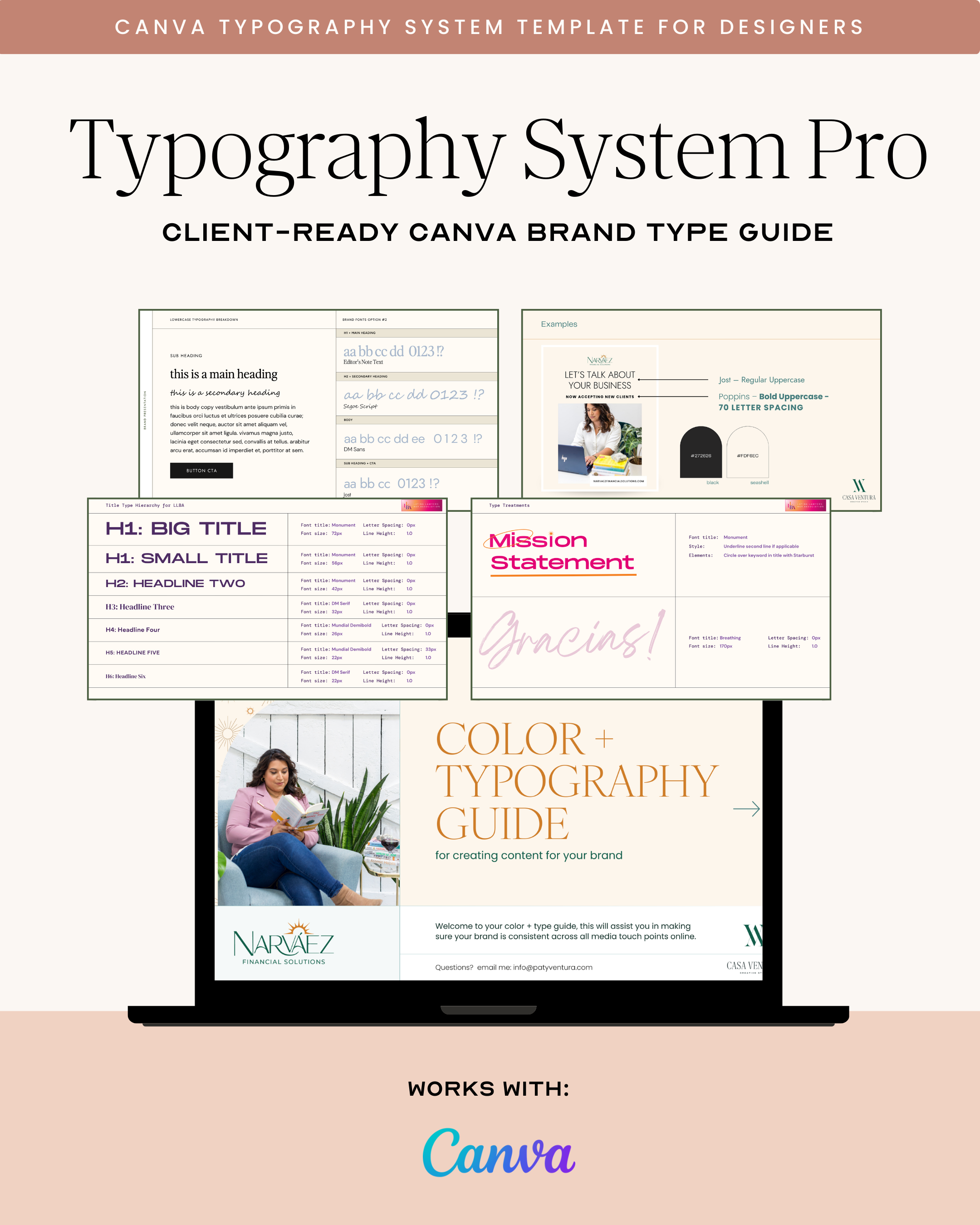 Typography System Pro | Canva Font Hierarchy + Brand Type Guide for Designers